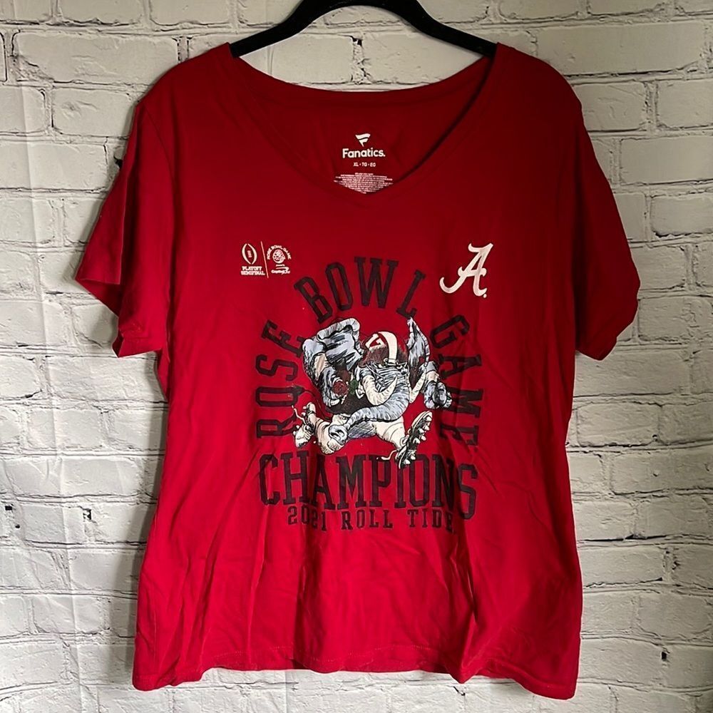 Fanatics Red The University Of Alabama Rose Bowel Champions Tee Shirt Size XL
